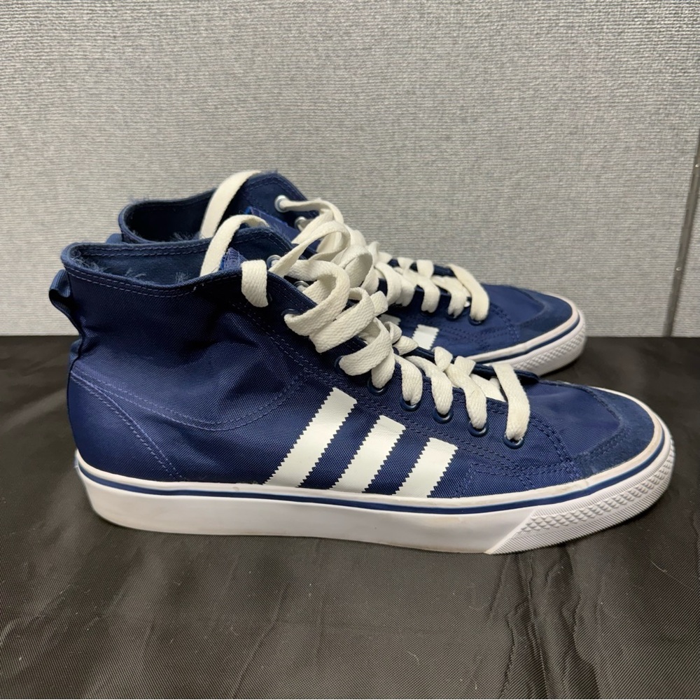 Adidas Men's Navy and White High-Top Sneakers